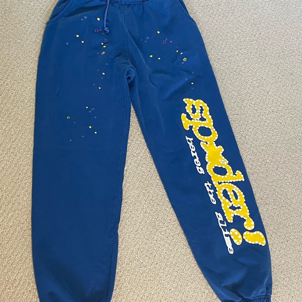 AUTHENTIC SP5DER TC BLUE SWEATPANTS SIZE MEDIUM SPIDER